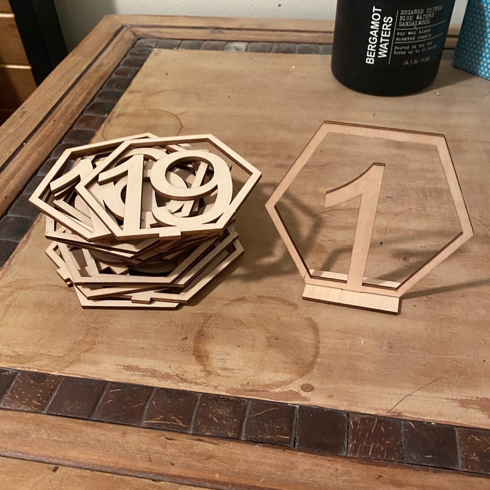 Wood Table Numbers 1 - 19 Brand New